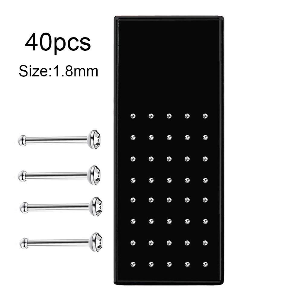 Stainless Steel Boxed Nose Studs and Rings: 60/40 Pieces, 1.5-3.0mm, Straight & L-Shaped Bar