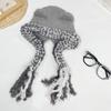Korean Style Red Balaclava Hat for Women Autumn and Winter Large Head Circumference Woolen Hat Warm Ear Protection Strap Knitted Hat