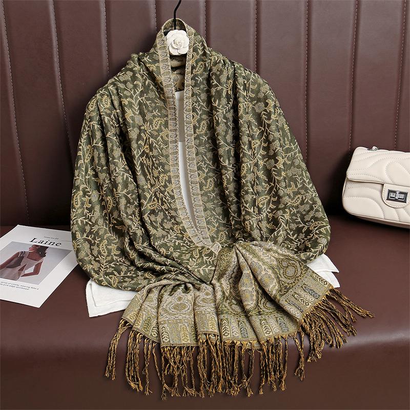 New Winter Women Cotton Jacquard Scarf Big Shawl Fashion Elegant Lady Long Printing Decorate Scarves Sun Protection Bandana