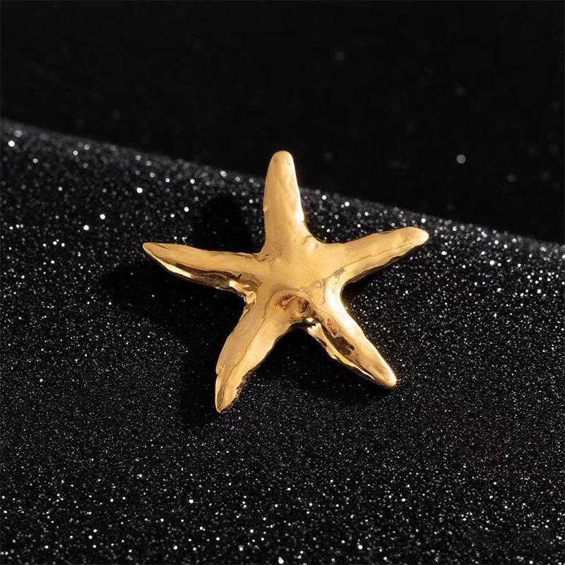 Luxurious Stainless Steel Starfish Brooch: Women's Elegant Pin for Suit Jackets