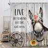 Funny Animal Shower Curtain Bathtub Yak Cow Donkey Jungle Wildlife Modern Minimalist Toilet Reading Goat Bathroom Shower Curta