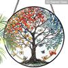 2D Flat Stained Glass Tree of Life Window Decoration, 6.3/7.87inches Colored Glass Plate with Chain, Charming Indoor/Outdoor Sun Catcher Home Garden