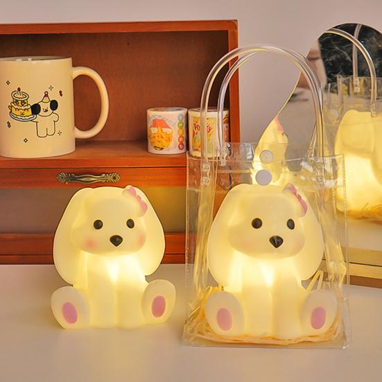 Cute Silicone Cartoon Lamp LED Night Light Soft Glow Flicker Free Battery Powered Bedside Lamp Desk Decoration