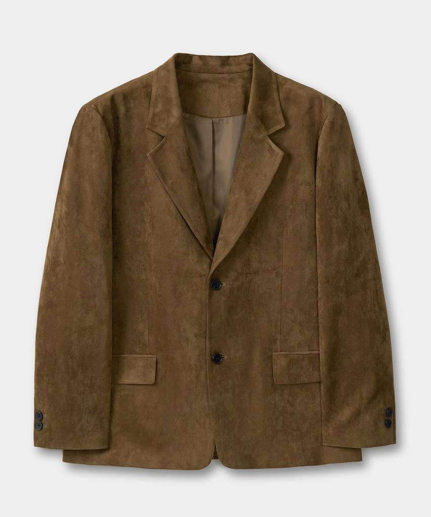 Excontainer Classic Button Suede Blazer (Khaki Brown)