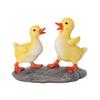 2 Pcs Little Yellow Duck Resin Cartoon Duck Figurine Realistic Small Garden Statue for Outdoor Patio