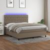 Exclusive House - Slatted Bed Base and Mattress and LED Taupe 180x200cm Fabric