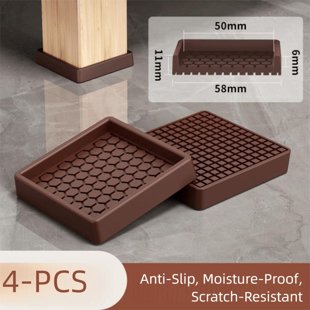 4PCS with Suction Cup Furniture Coasters Silicone Non Slip Rubber Caster Cups Anti Displacement Bed Couch Floor Protector