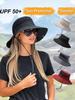 1pc Women's Bucket Hat, Foldable Wide Brim Sun Hat For Beach, Casual Outdoor Breathable UV Protection