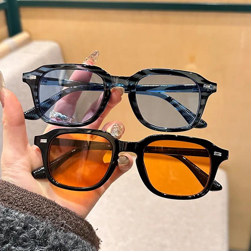 Modische Retro-Sonnenbrille mit quadratischem Rahmen, Blaulichtfilter, UV-Schutz und Entspiegelung für Büro und Arbeit