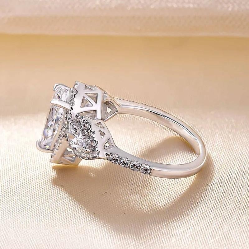 Huitan Gorgeous Waterdrop Cubic Zirconia Women Rings for Wedding Luxury Zinc Alloy Color Temperament Female Accessory Modern Zircon
