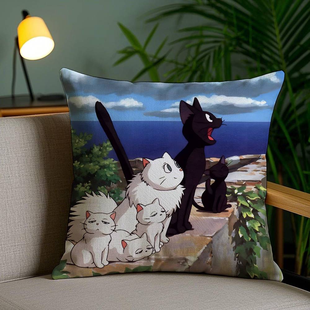Fantasy Movies K-Kikis Delivery Service-MT Pillow Case Plush Linen Soft Double Sided Printed Design Throw Cushion Decorative