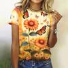 Summer Women's T Shirt Flower Graphic Print Casual Short Sleeve Female Crew Neck T-Shirts Street Fashion Tops Outdoor Clothes