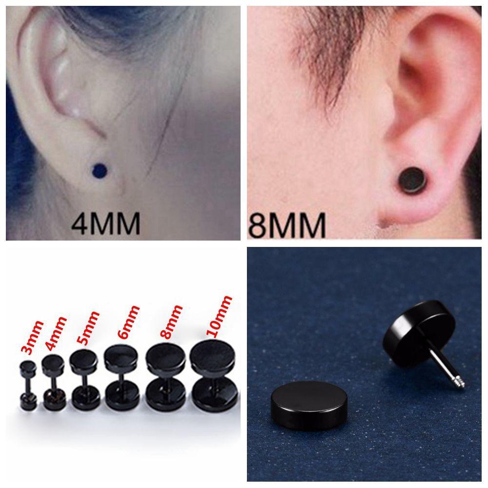 1Pair Unisex Jewelry Round Shape Earrings Ear Stud Cheater Plugs Dumbbells Pattern