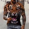 Summer Round Neck 3D Tiger Print Top Fashionable Casual Short Sleeved Men's T-shirts