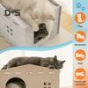 Cat Bed Large Cat Cave Nest Pet House Felt Cat Play Rest Space Pet Condo Hideaway Cube 2 In 1 Scratching Board Cat Bed for Indoor Cats