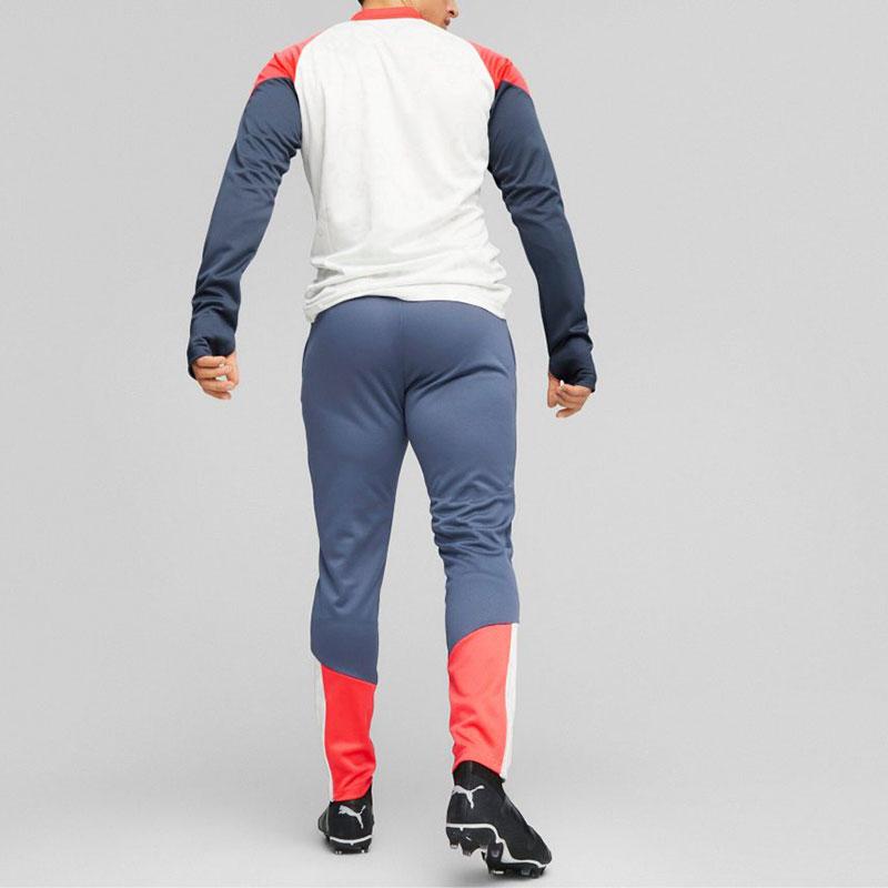 Puma Spodnie treningowe Individual Cup w blokach kolorystycznych, elastyczny pas, proste nogawki, dzianinowe spodnie sportowe, spodnie męskie, Deep-Space-Blue 658487-53