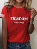 Women's 250th Anniversary Independence Day Digital Print T-shirt – Short Sleeve, Casual European & American Style