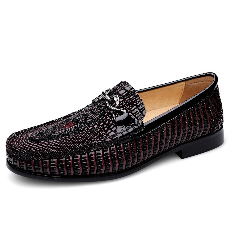 Fashion Casual Leather Men Loafers New Handmade Moccasins Crocodile Pattern Men Genuine Leather Flats Luxury Brand Comfy Driving Shoes