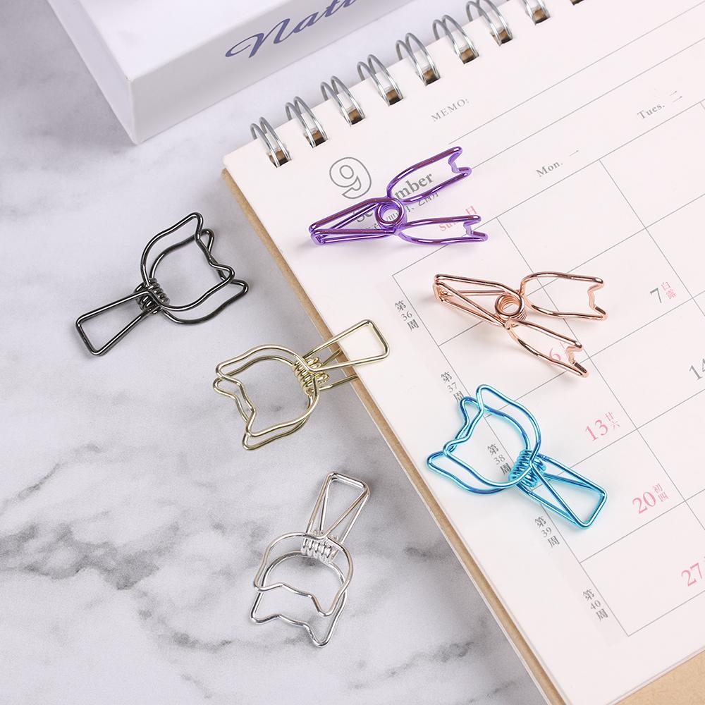 DIY School Stationery Metal Solid Color Office Supply Hollowed Out Design Fish Clip Binder Clip