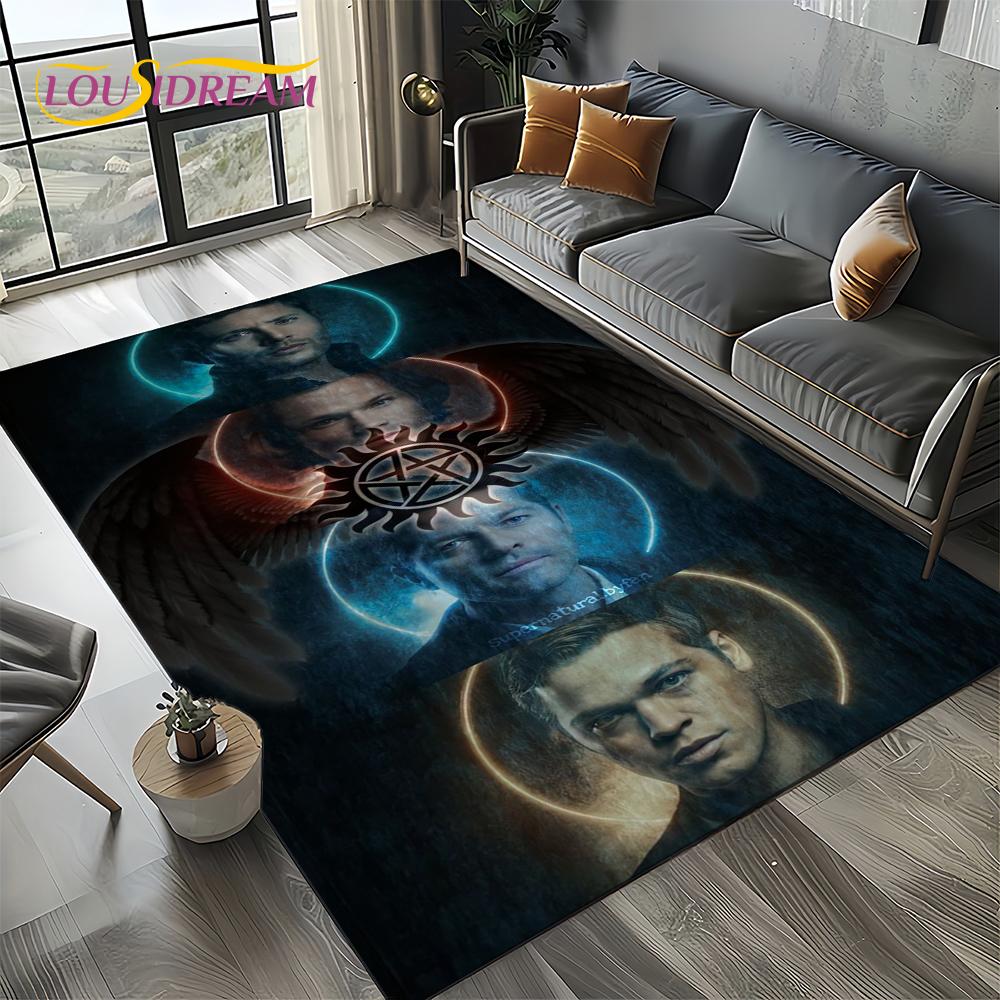 שטיח 3D SPN Supernatural Sign דין סם לסלון חדר שינה בית קישוט ספה, שטיח אזור משחקים לילדים משטח רצפה מונע החלקה