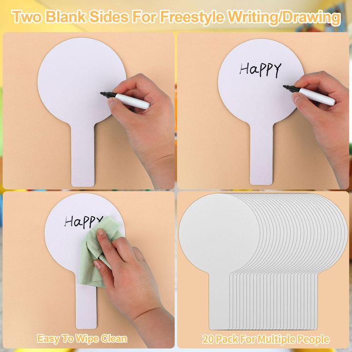 20 Pcs Dry Erase Answer Paddles, Handheld Double Sided Paddles Mini White Boards Small White Board Dry Erase Signs Auction Paddl