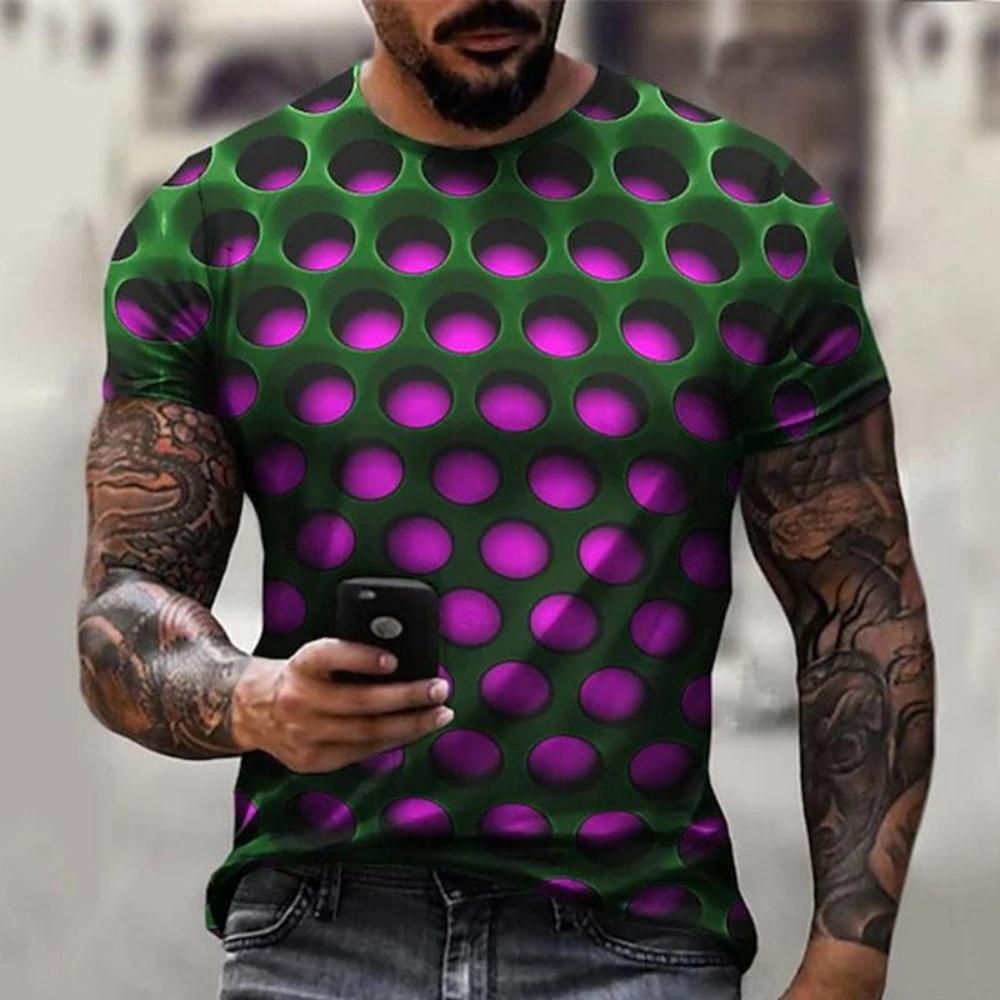 Mode Streetwear Übertrieben Cool Rundhals Herren T-Shirt 3D Druck Optische Täuschung Plus Kurzarm Lässige Oberteile Polyester