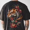 Oversized Japanese Tiger T-Shirt – Floral Streetwear Tee, Traditional Vintage Japanese Streetwear