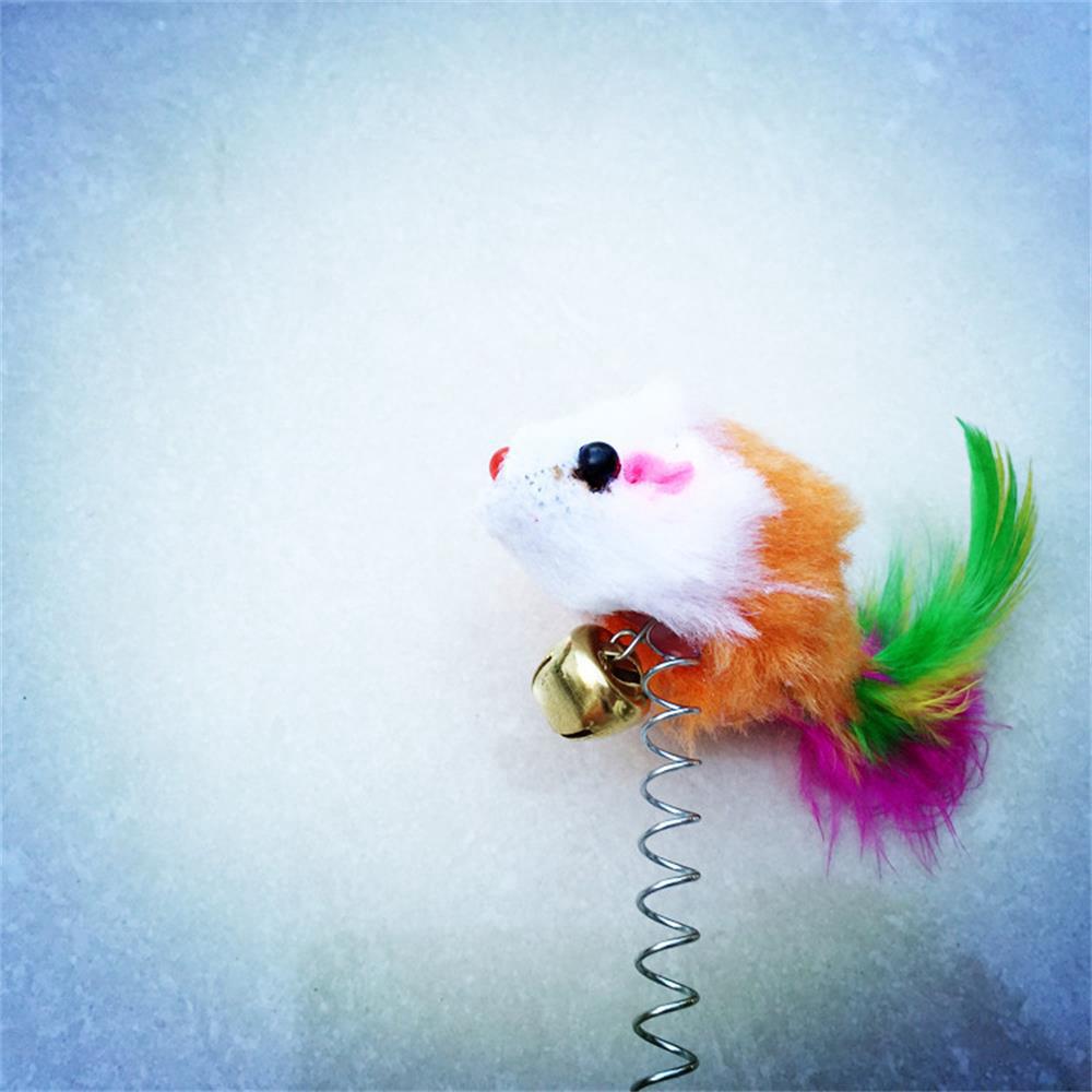 Funny Plush Spring Bottom Sucker Pet Cat Toys Feather False Mouse Kitten