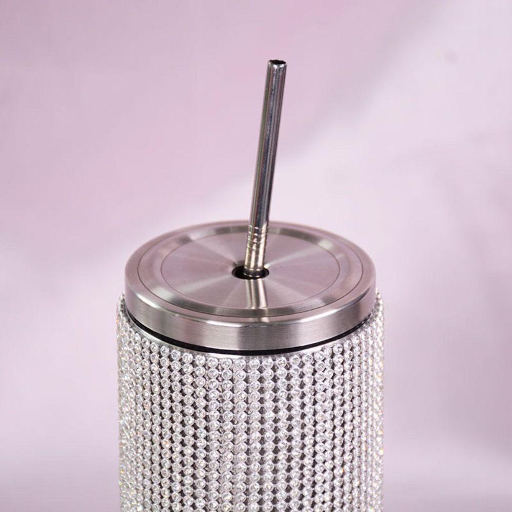 600ml Rhinestone Thermos Bottles Bling Vacuum Flasks Drinkware Straight Tumbler  Outdoor Activities
