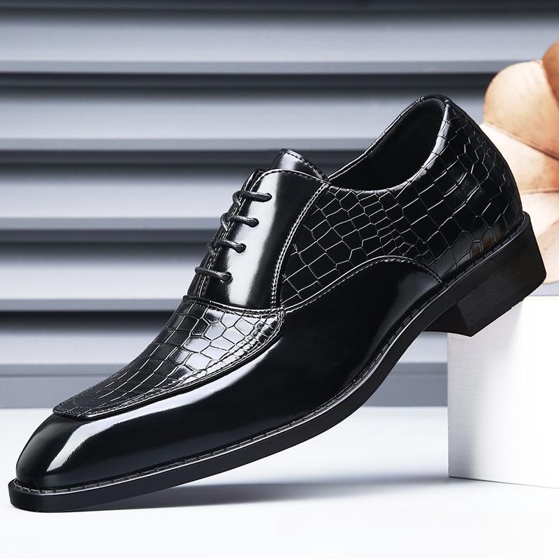 Fashion Men Oxford Shoes Luxury Crocodile Pattern Leather Shoes Lace-up Casual Business Wedding Party Shoes Business Formal Shoe