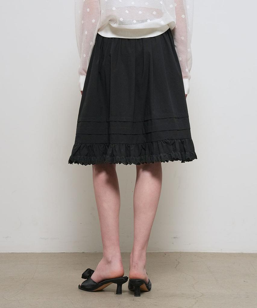 General Idea Lace Flare Midi Skirt [Black] / Gf2Lsk509
