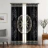 Vikama Norse Rune Viking Symbol Curtain Black Gold Celtic Knot Pattern Window Decor Panels Light Blocking Made Of Polyester
