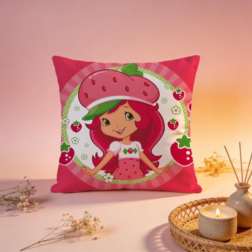 Housse de coussin Fraise Shortcakeiou Chaude Confortable Durable Housse de coussin Multi-Scène pour Maison Bureau Voiture Canapé