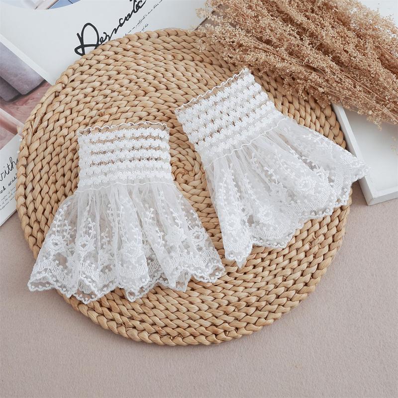 Perfekte Passform Hemden Pullover Abnehmbare Spitze Falsche Ärmel Verzierungen Ausgestellte Gerüschte Handgelenkmanschetten Armband Dekorative Kleidung Accessoires