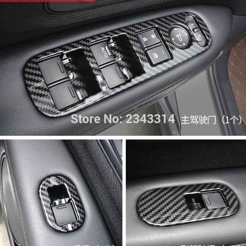 Für Honda HR-V HRV 2015-2018 ABS Kohlefaser Fenstersteuerpanel Glasheberschalter Abdeckung Verkleidung Auto-Styling Zubehör