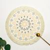 1 Placemat, Small Placemat, Fringed Coaster, Bohemian Placemat, Fabric Woven Round Mat, Home Kitchen Thermal Insulation and Anti-scalding Mat