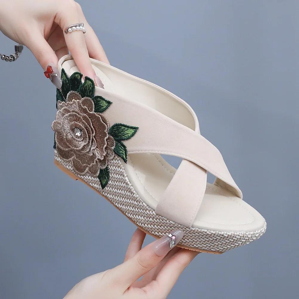 Übergröße 33-43 Plateausandalen Sommer High Heel Hausschuhe Lässige Strand-Flip-Flops Dicke Sohle Sandalen Party Abendschuhe