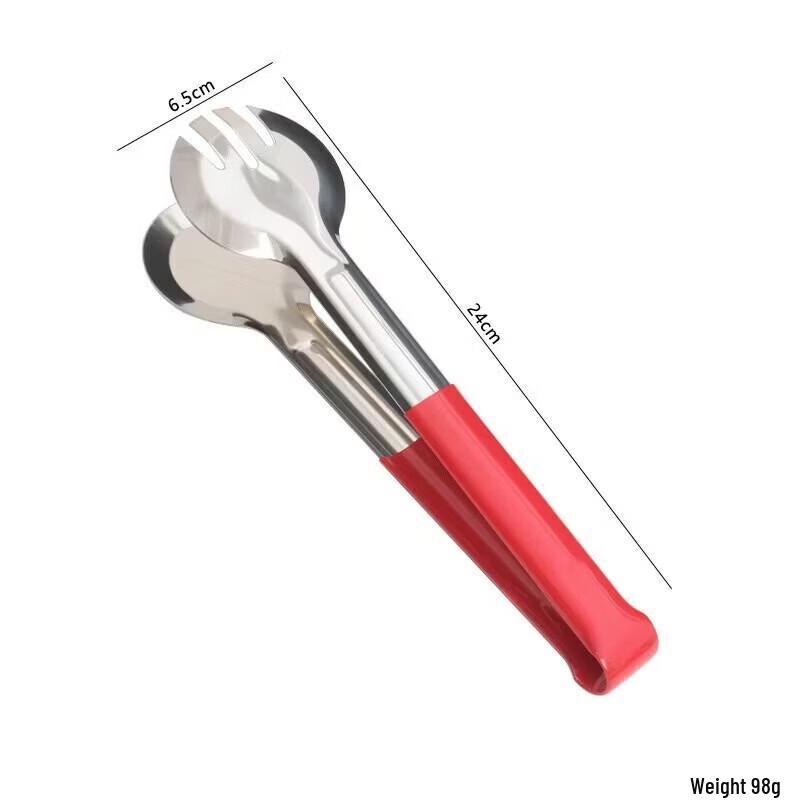 Stainless Steel Food Tongs with Red Silicone Tips