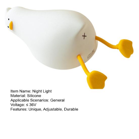 Night Light Lying Flat Duck Night Lamp Soft Warm LED Nightlight with Adjustable Brightness Portable
