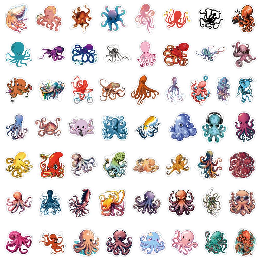 55 New Octopus Marine Life Cartoon Graffiti Decals Decorative Scooter Suitcase Decals Premium Durable Quality Useful