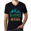Herren Vintage T-Shirt Grafik T-Shirt V-Ausschnitt Wilderness Nevada Deep Black