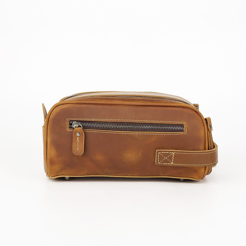 Leather Wash, Wash, Cover Layer, Cowhide, Travel, Business, Handbag, Cowhide Storage Bag, New Style