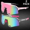 2PCS Cycling Sunglasses Mountaineering Goggles Women and Man Outdoor Bicycle Windproof Shades Glasses