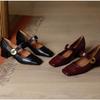 Mary Jane Shoes Shallow Single Shoes Women's Autumn and Winter New Design Thick Heel Retro Small Leather Shoes