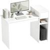 Computer Desk with Drawer and Shelf, Computer Desk with Central Unit Support, 108 X 50 X 82 Cm, White