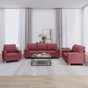 Vidaxl 3-Seater Lounge Set With Cushions, Wine Red, Fabric