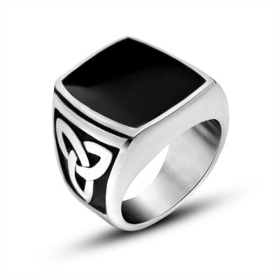 Personalized Retro Dripping Triangle Men's Retro Dripping Large Ring Titanium Steel Ring