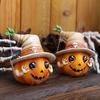Adorno de Calabaza de Halloween Estatua de Calabaza Espeluznante de Resina con Sombrero Araña Calavera para Decoración de Mesa para el Hogar de Halloween