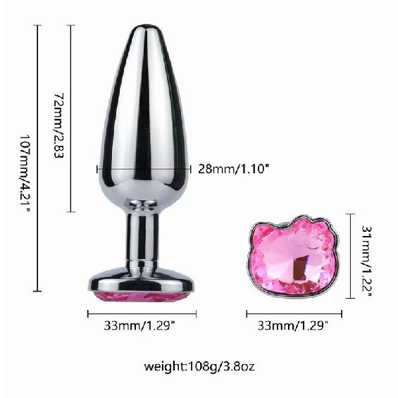 Cute Cat Face Crystal Stainless Steel Metal Anal Plug Stimulator Anal Sex Toys Prostate Massager Dildo Sexy Masturator for Adult