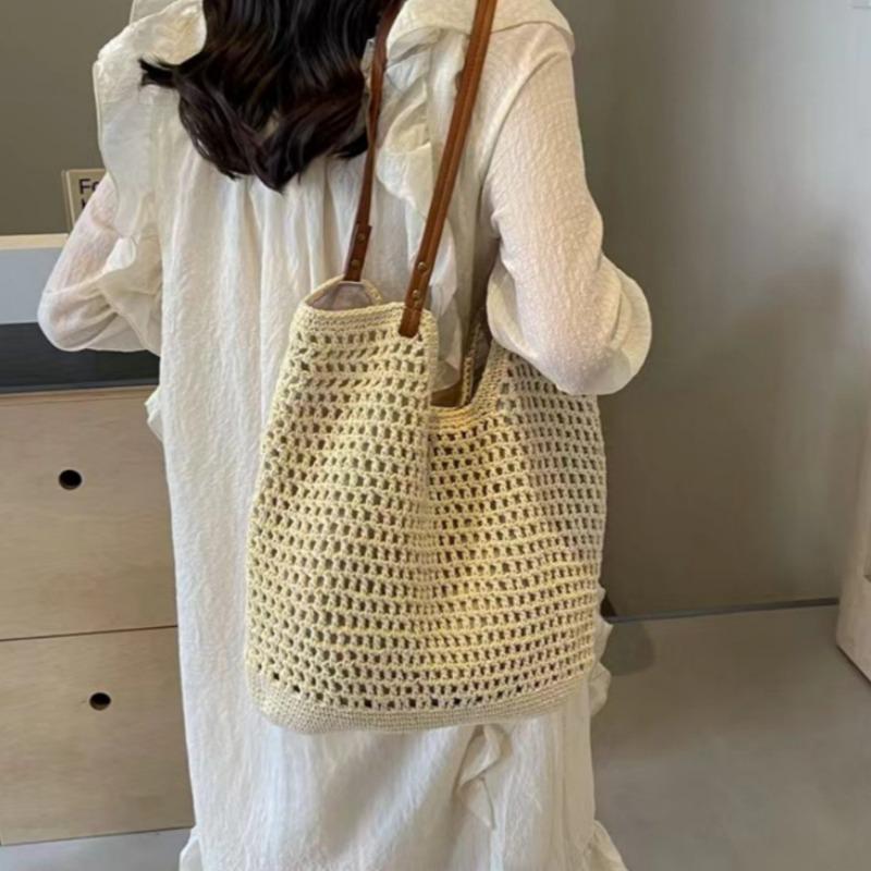 Premium stro geweven tas dames handgeweven tas grote capaciteit schoudertas strandtas dames tas